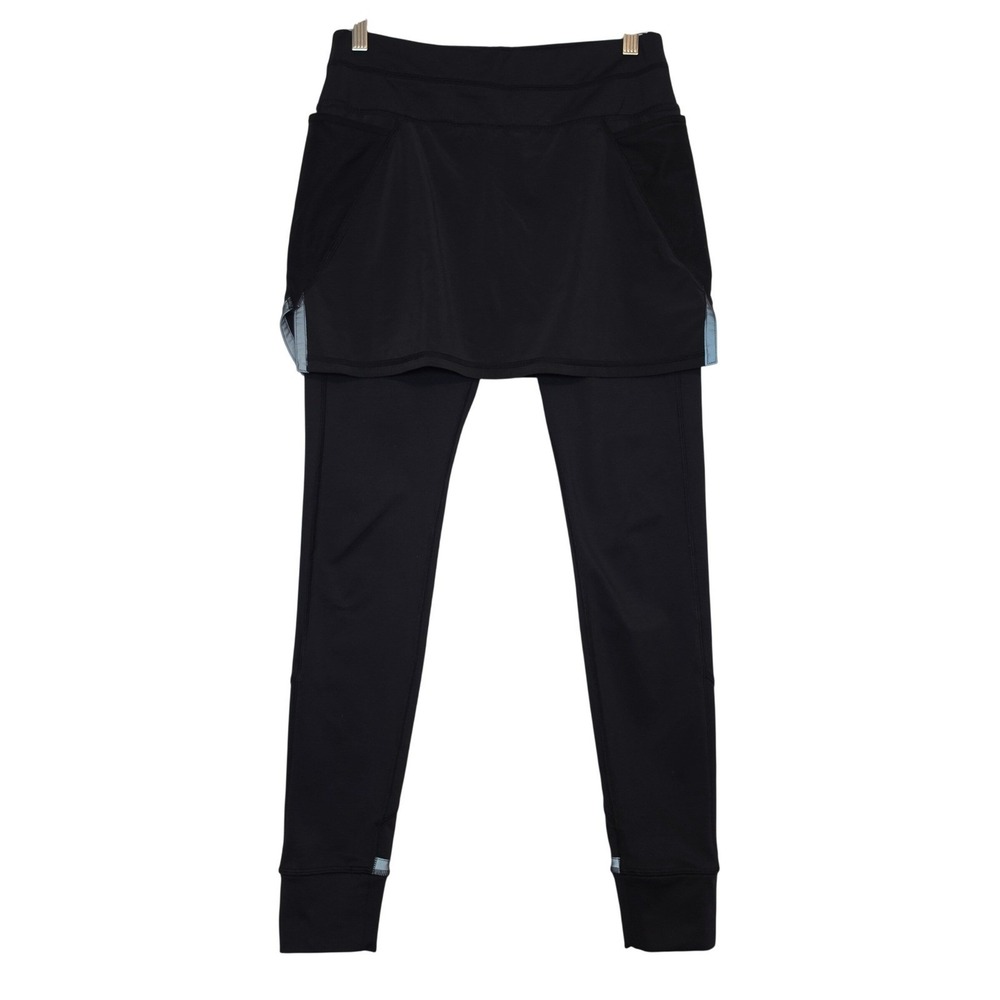 Athleta Skapri Leggings with Skirt Overlay Mesh Pockets Black Size Small